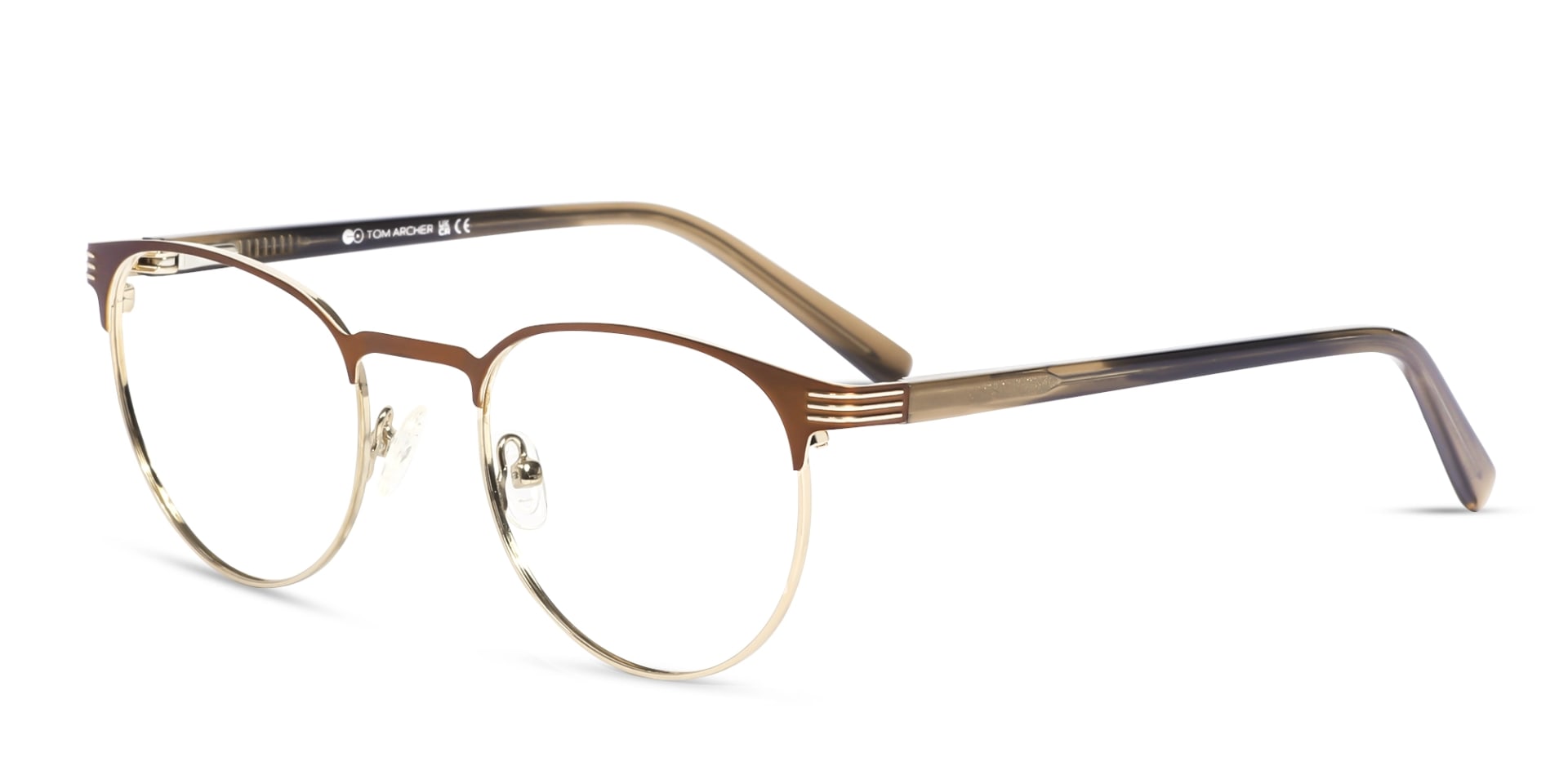 Copper Brown & Gold Round Metal Glasses-3