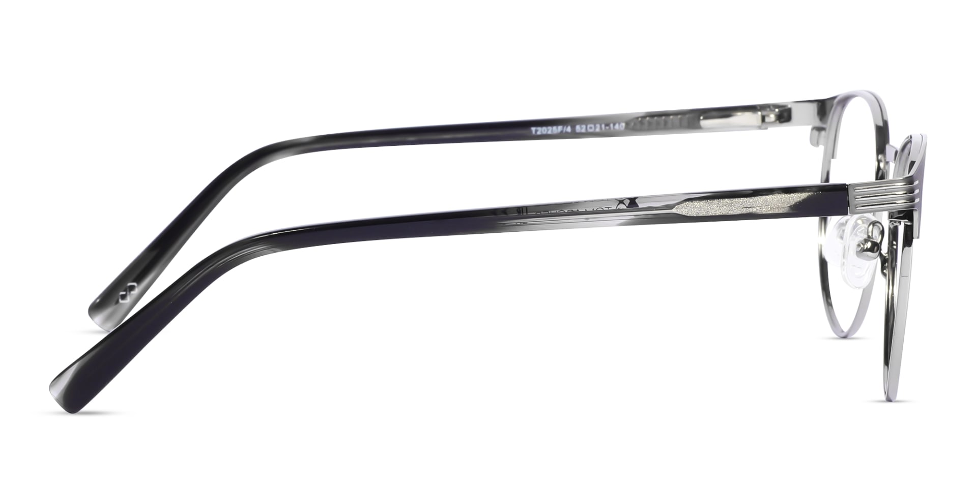 Matte Grey & Silver Round Metal Glasses-4