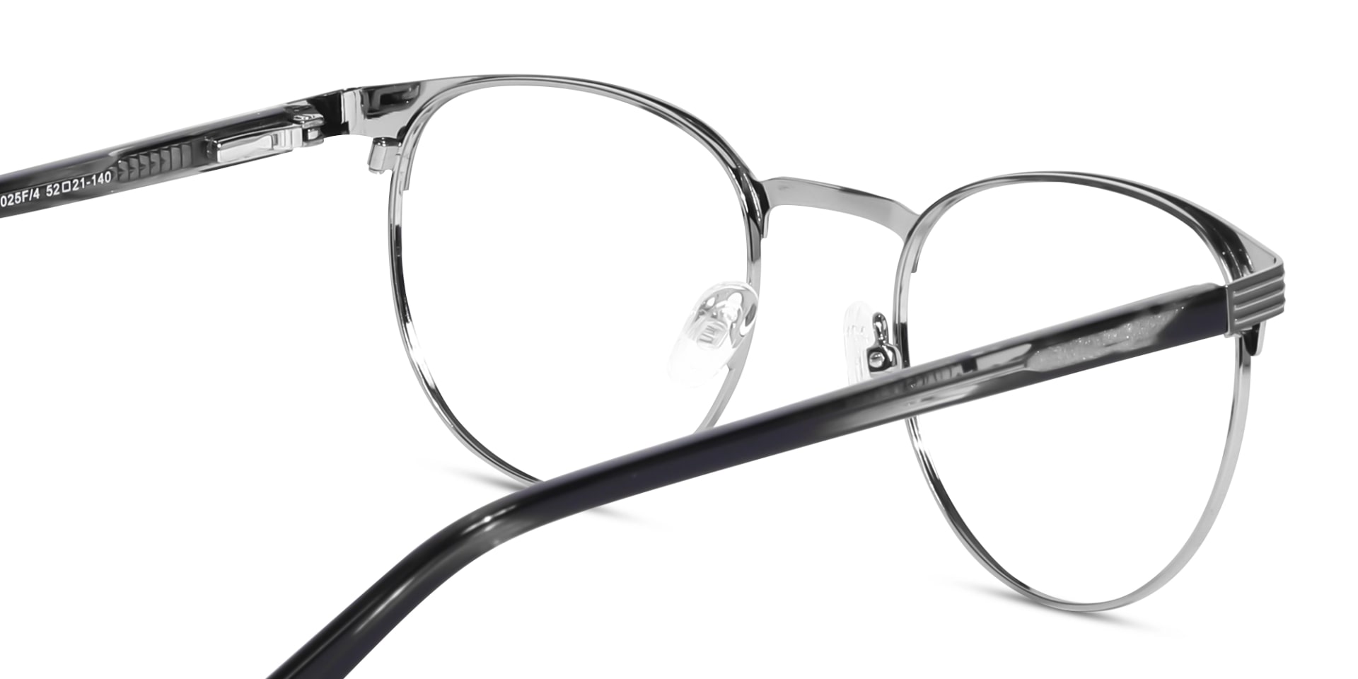 Matte Grey & Silver Round Metal Glasses-5