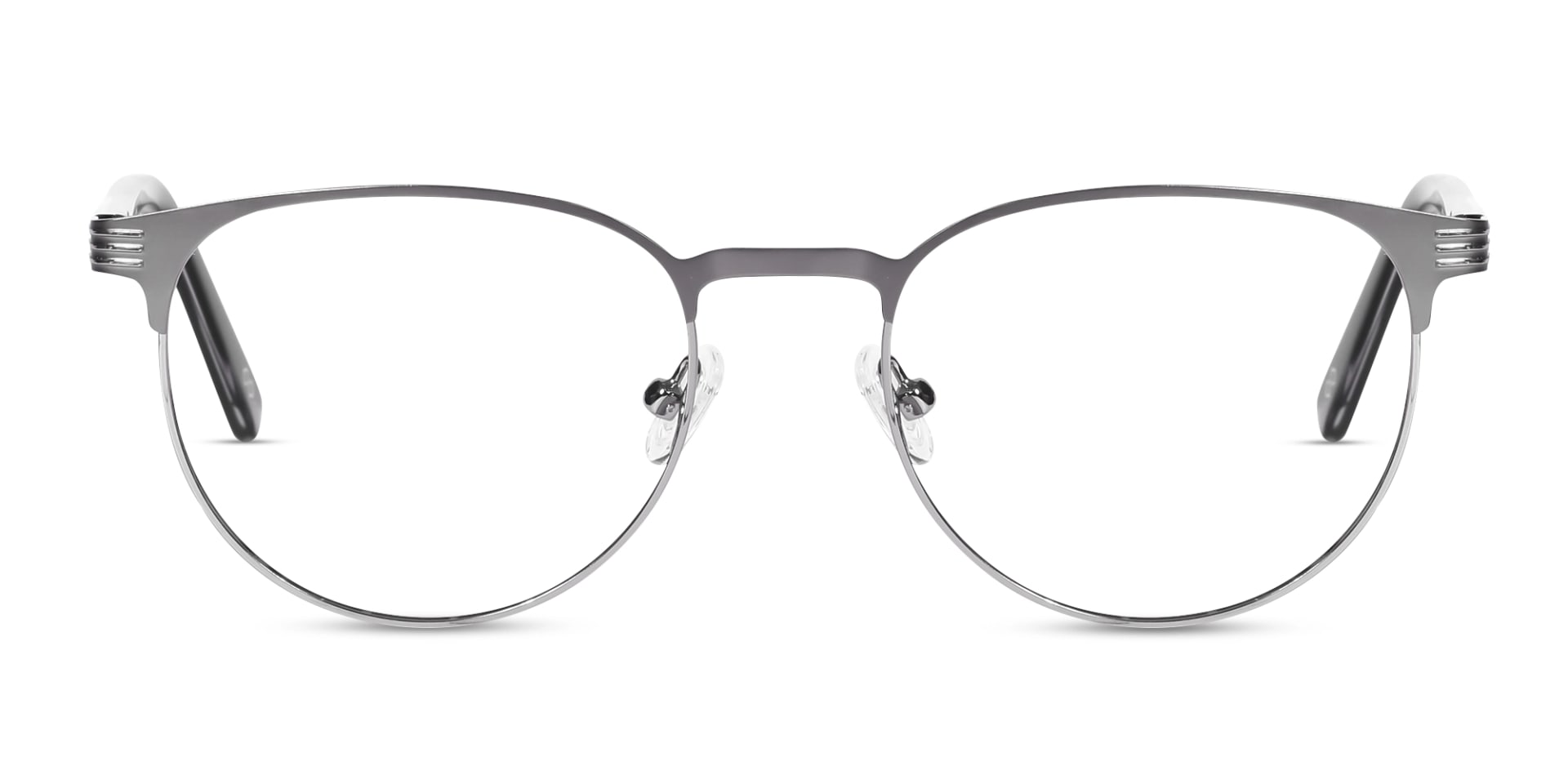 Matte Grey & Silver Round Metal Glasses-1