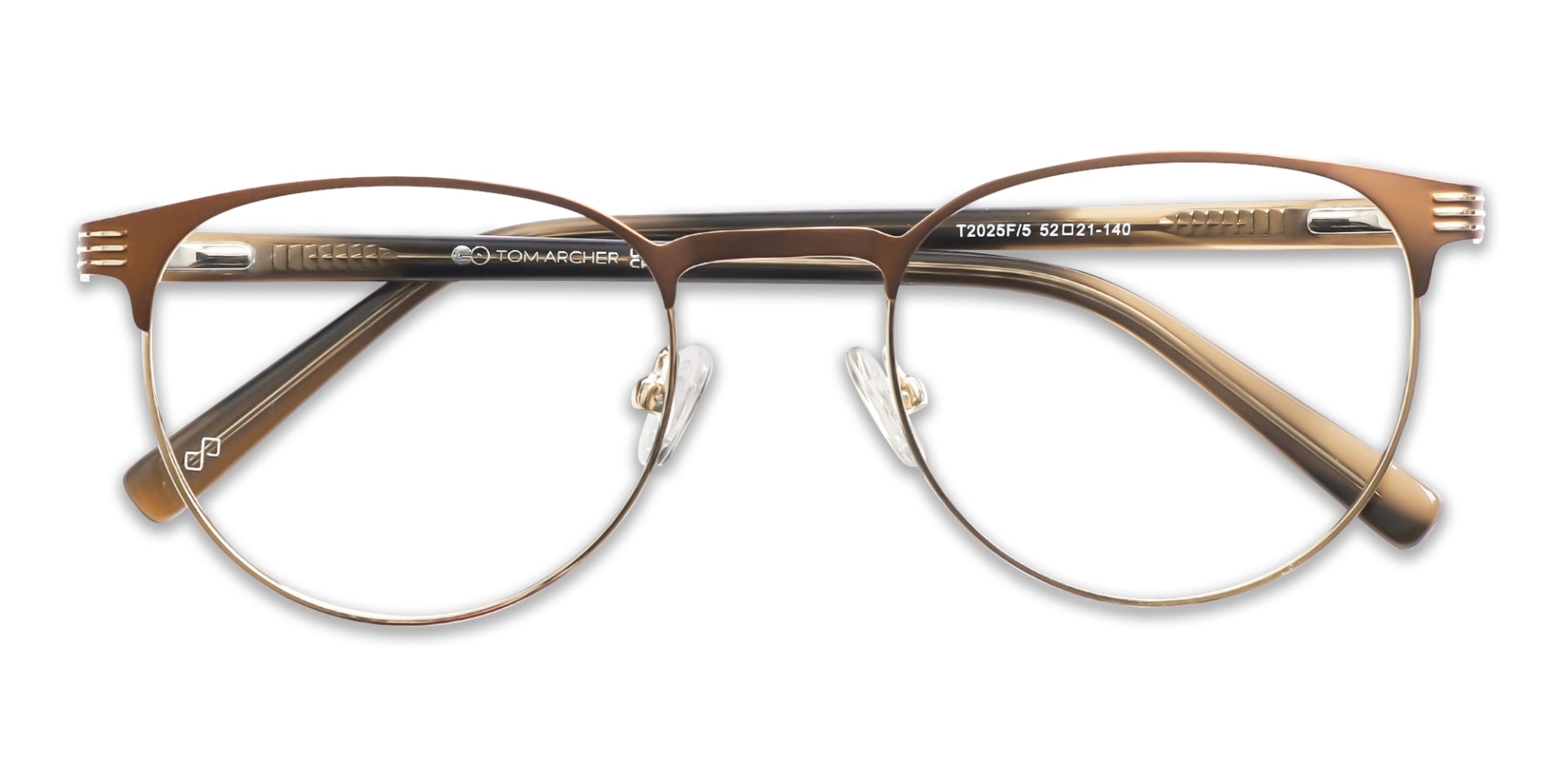 Copper Brown & Gold Round Metal Glasses-6