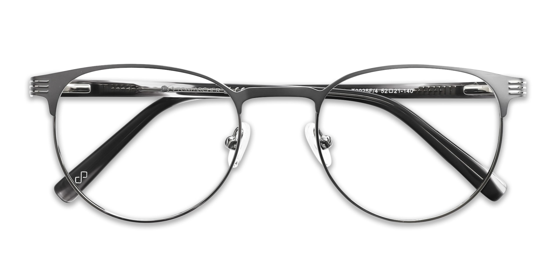 Matte Grey & Silver Round Metal Glasses-6