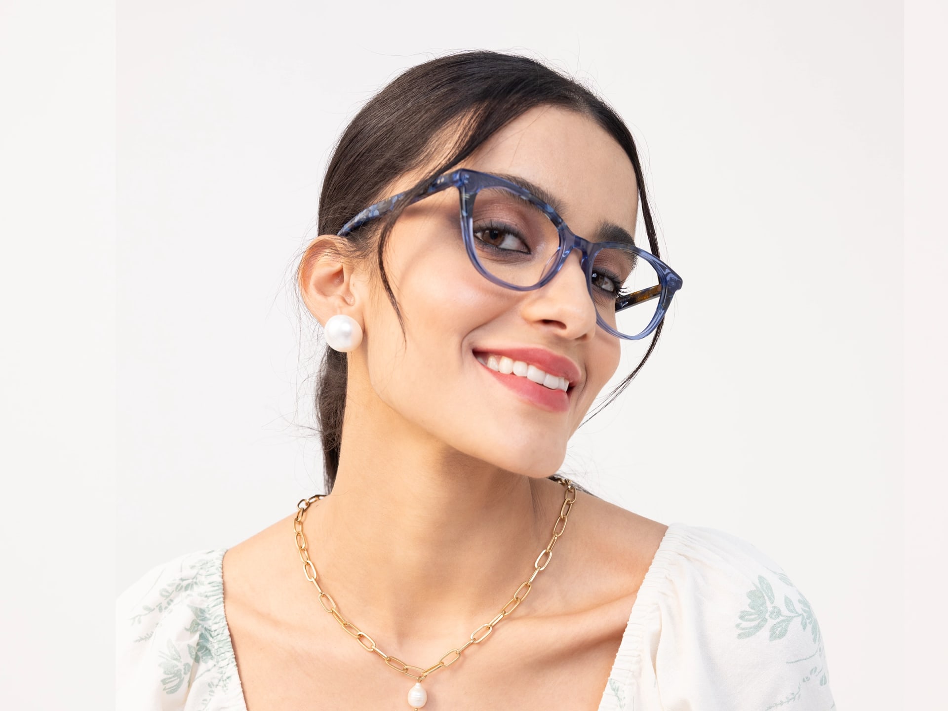 Crystal Powder Blue Cat Eye Glasses-13