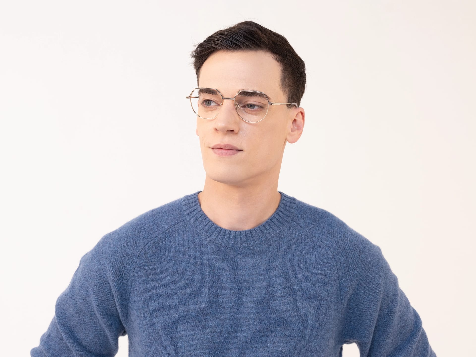 Trendy Gold Geometric Round Glasses-3
