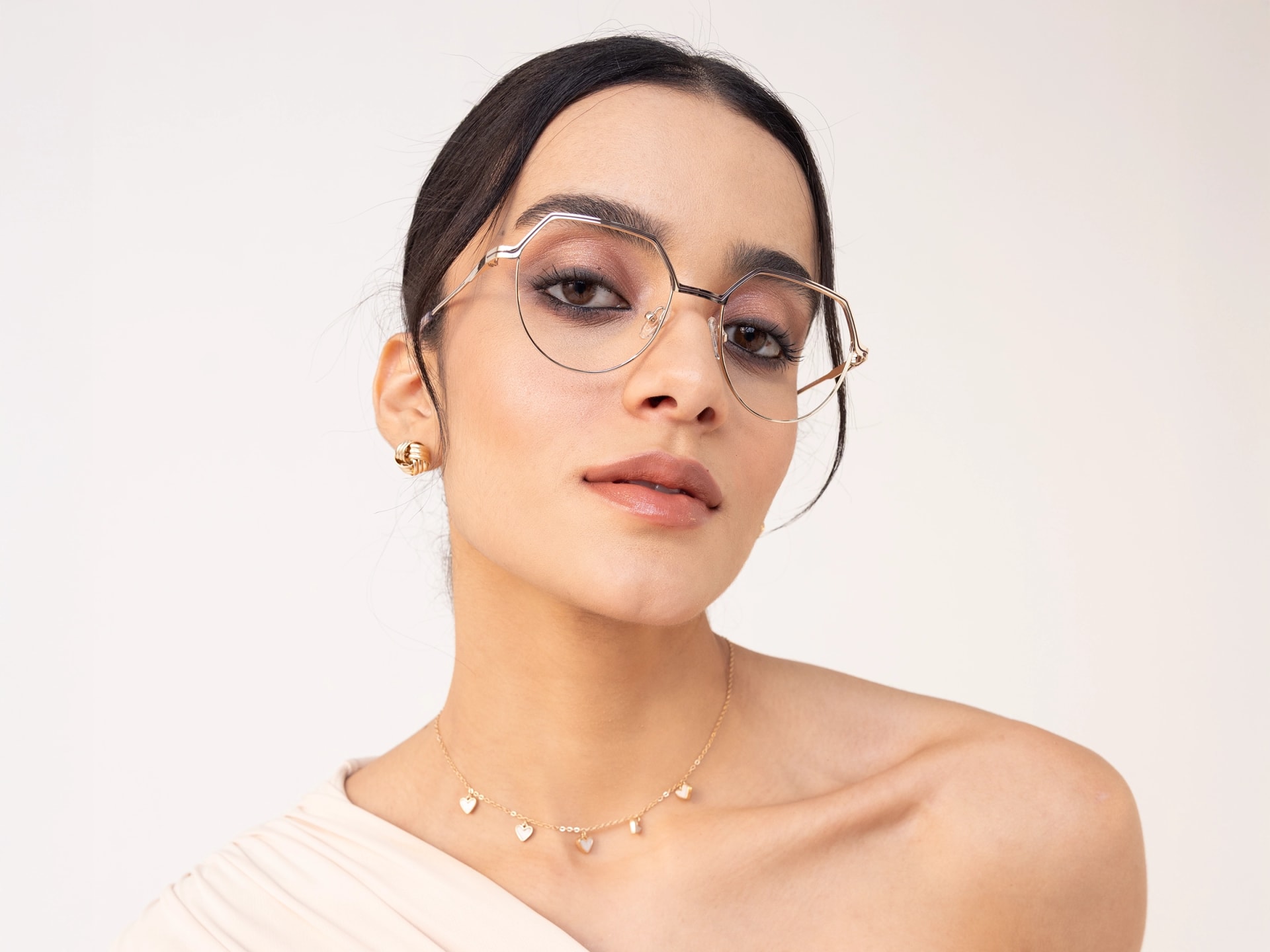 Trendy Gold Geometric Round Glasses-13
