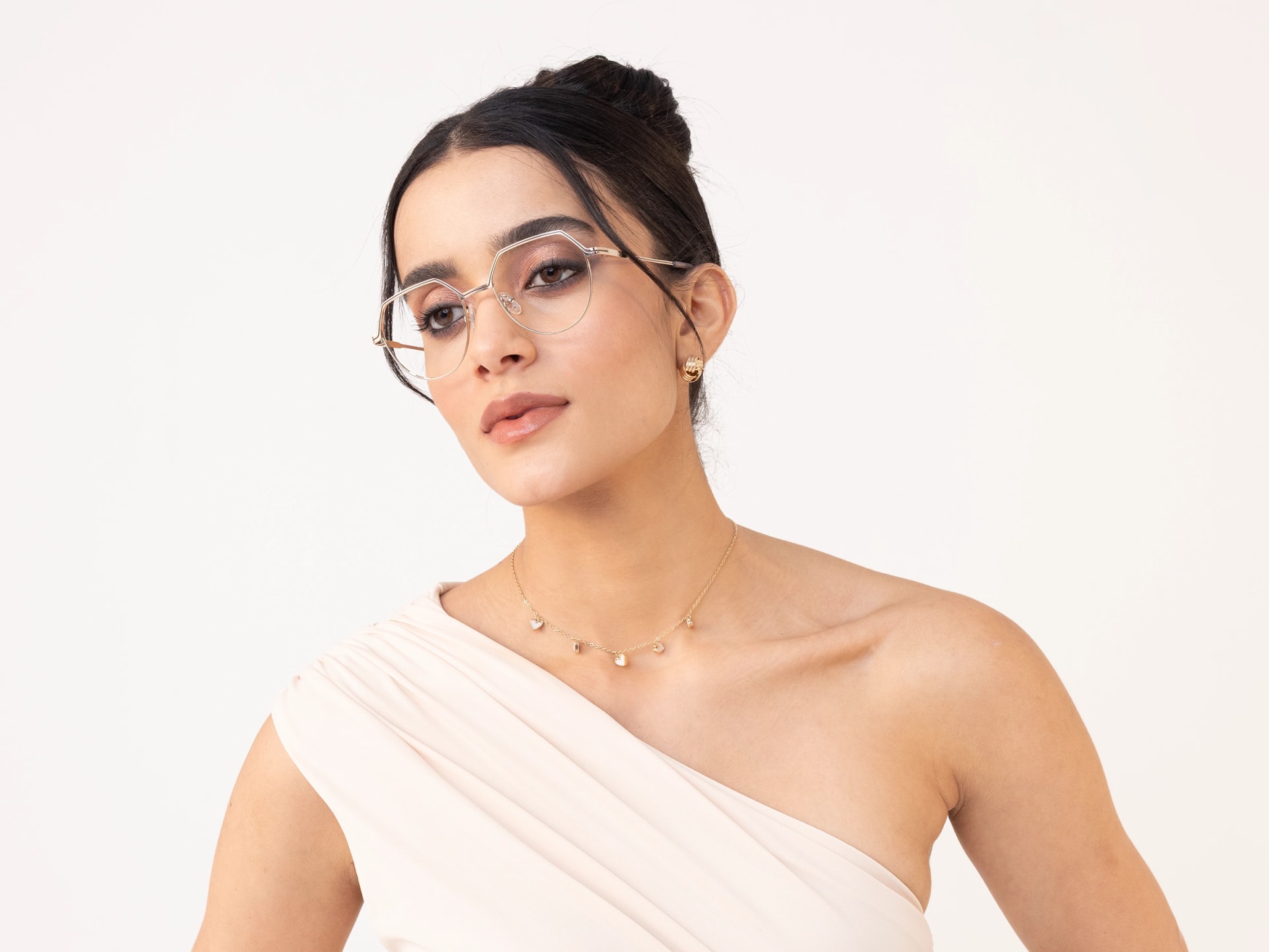 Trendy Gold Geometric Round Glasses-12