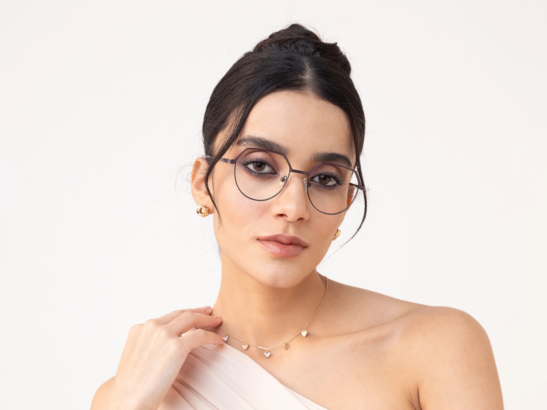 Matte Gunmetal Geometric Round Glasses-11