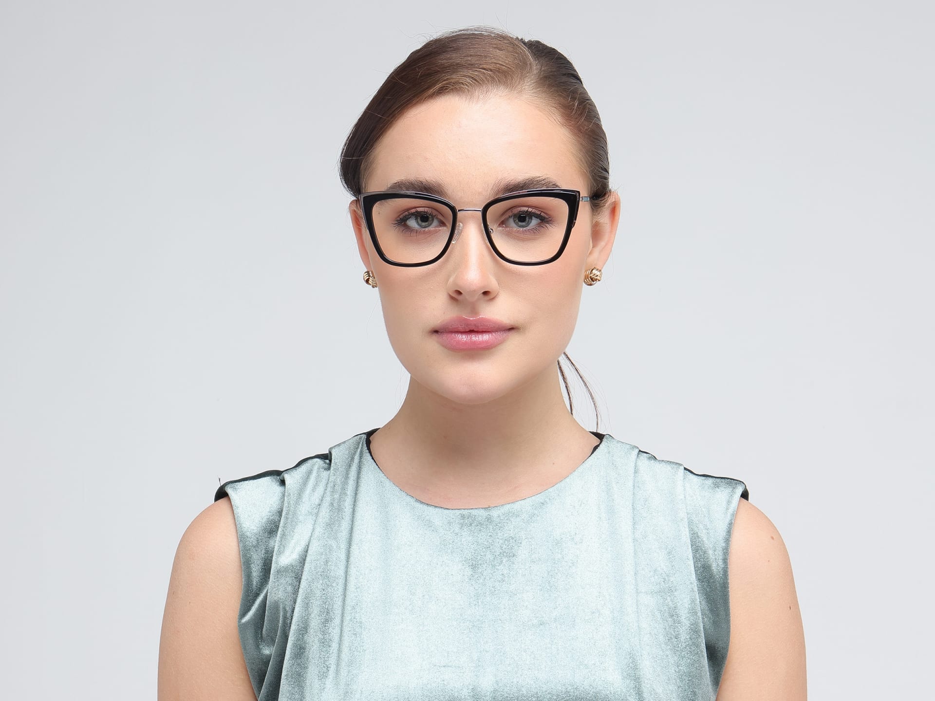 Black & Silver Cat-eye Glasses For Female