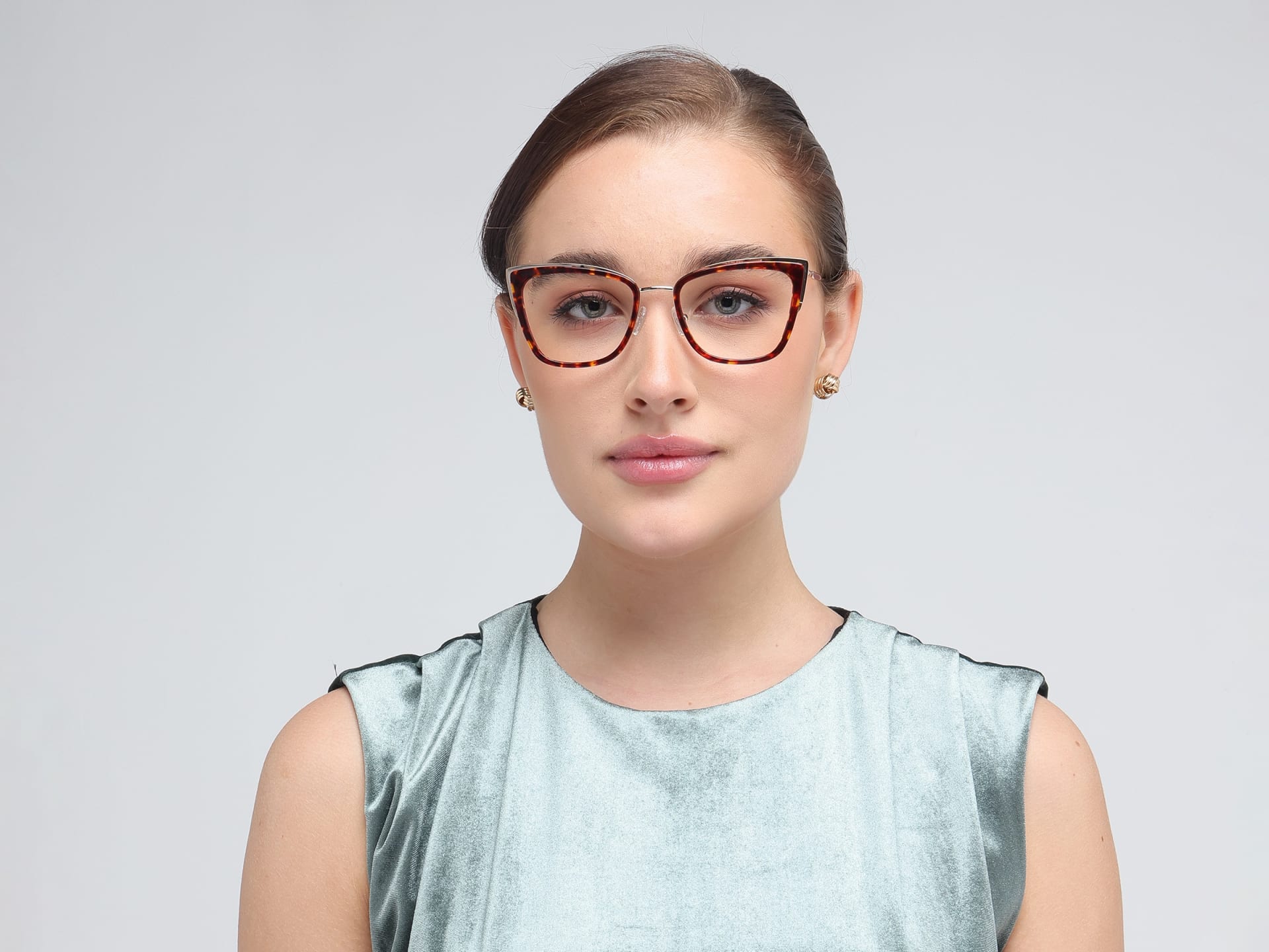 Red & Gold Cat Eye Glasses Frame