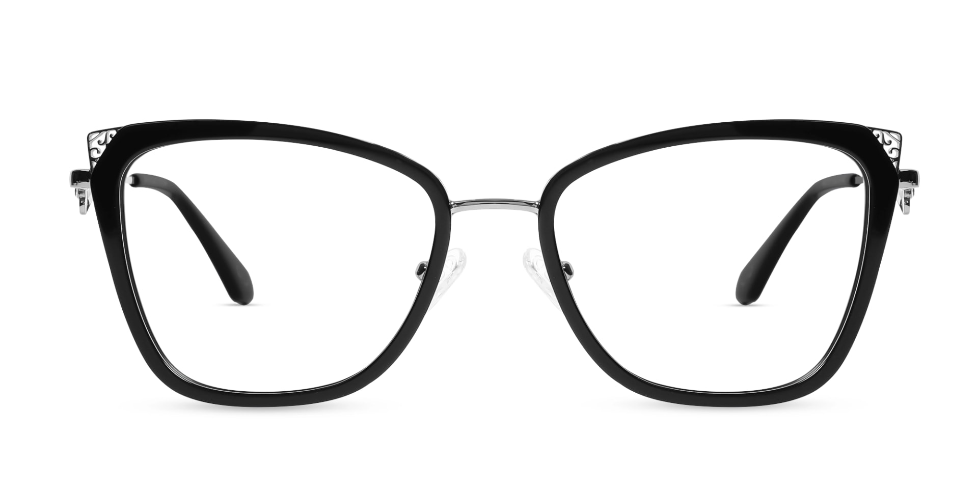 Black & Silver Cat-eye Glasses For Female-1