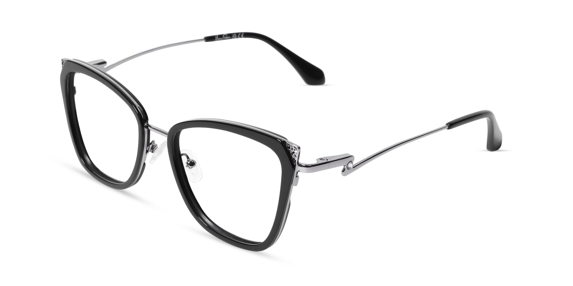 Black & Silver Cat-eye Glasses For Female-3