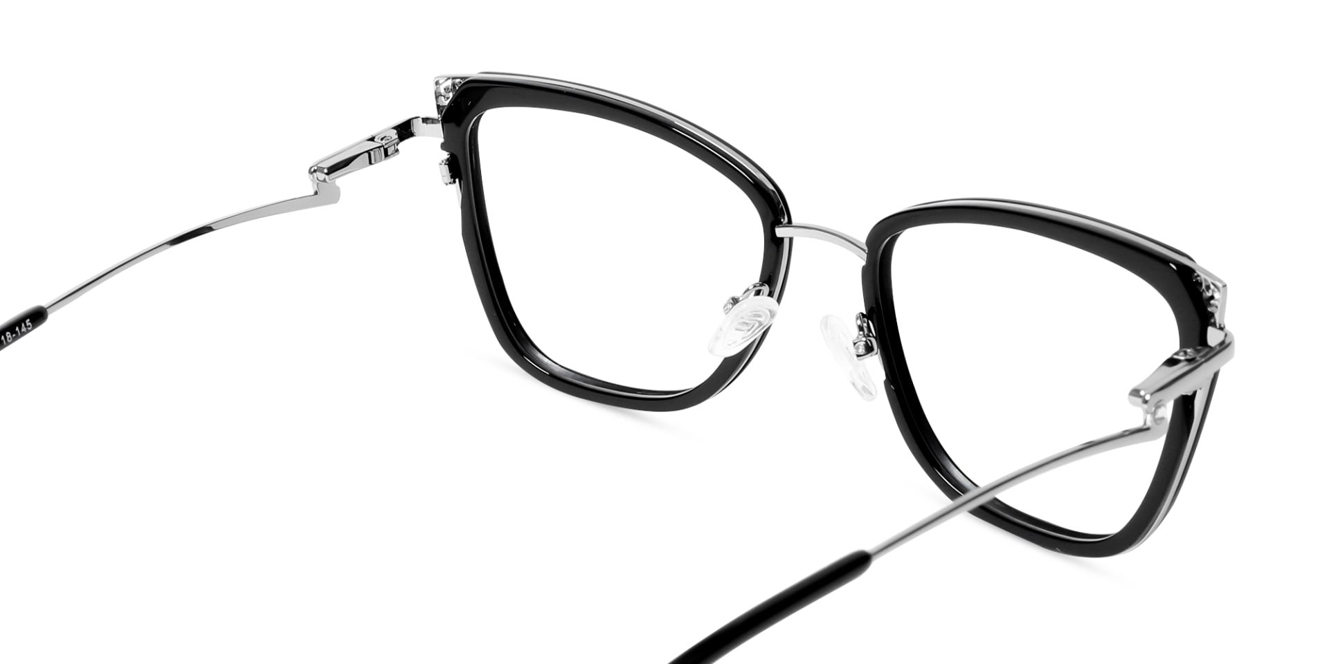 Black & Silver Cat-eye Glasses For Female-5