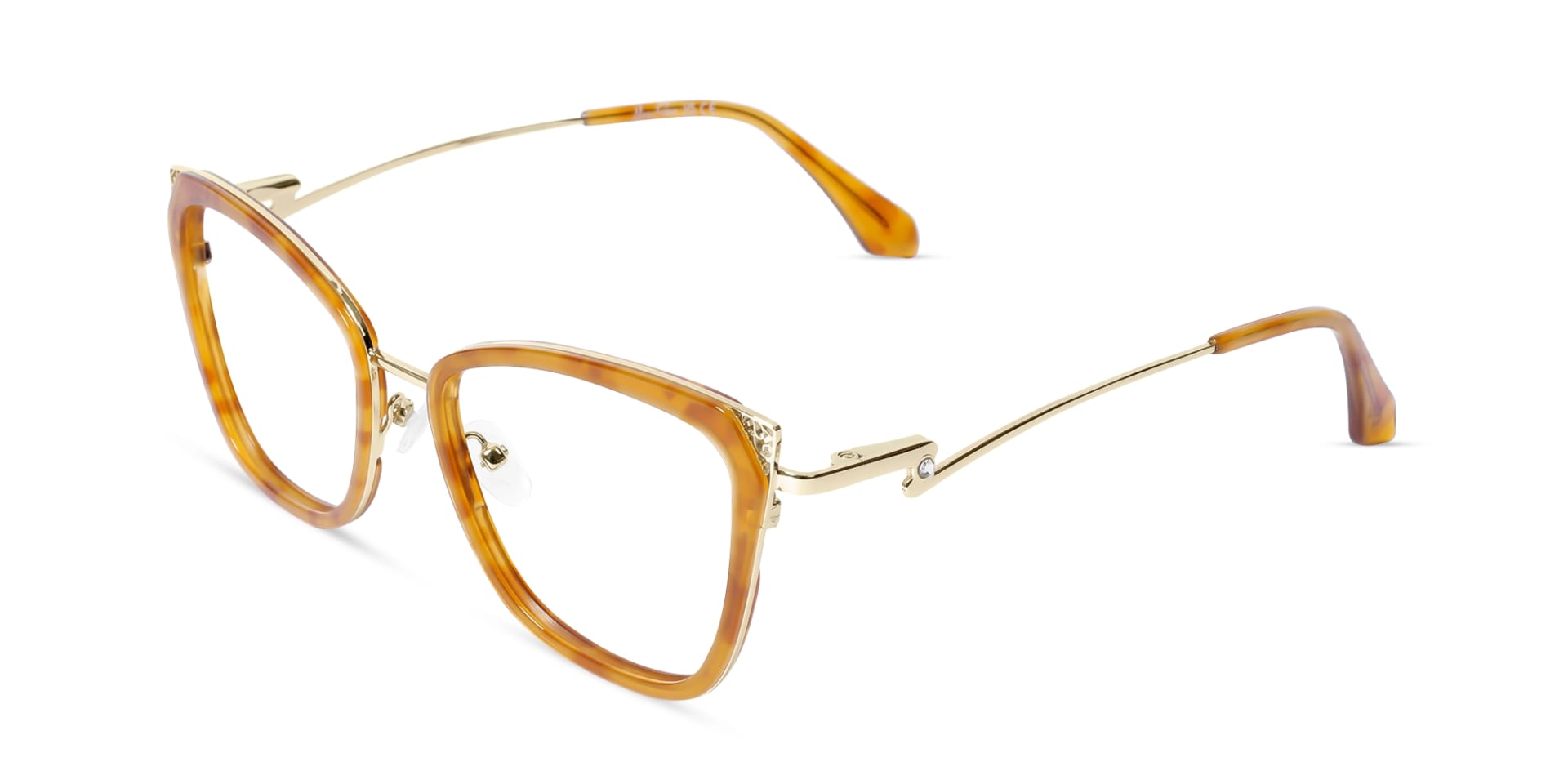 Honey Tortoise & Gold Cat-eye Glasses For Female-3
