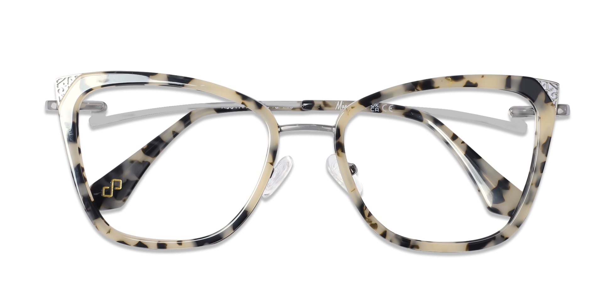 Marzipan Tortoise & Silver Cat-eye Glasses-6