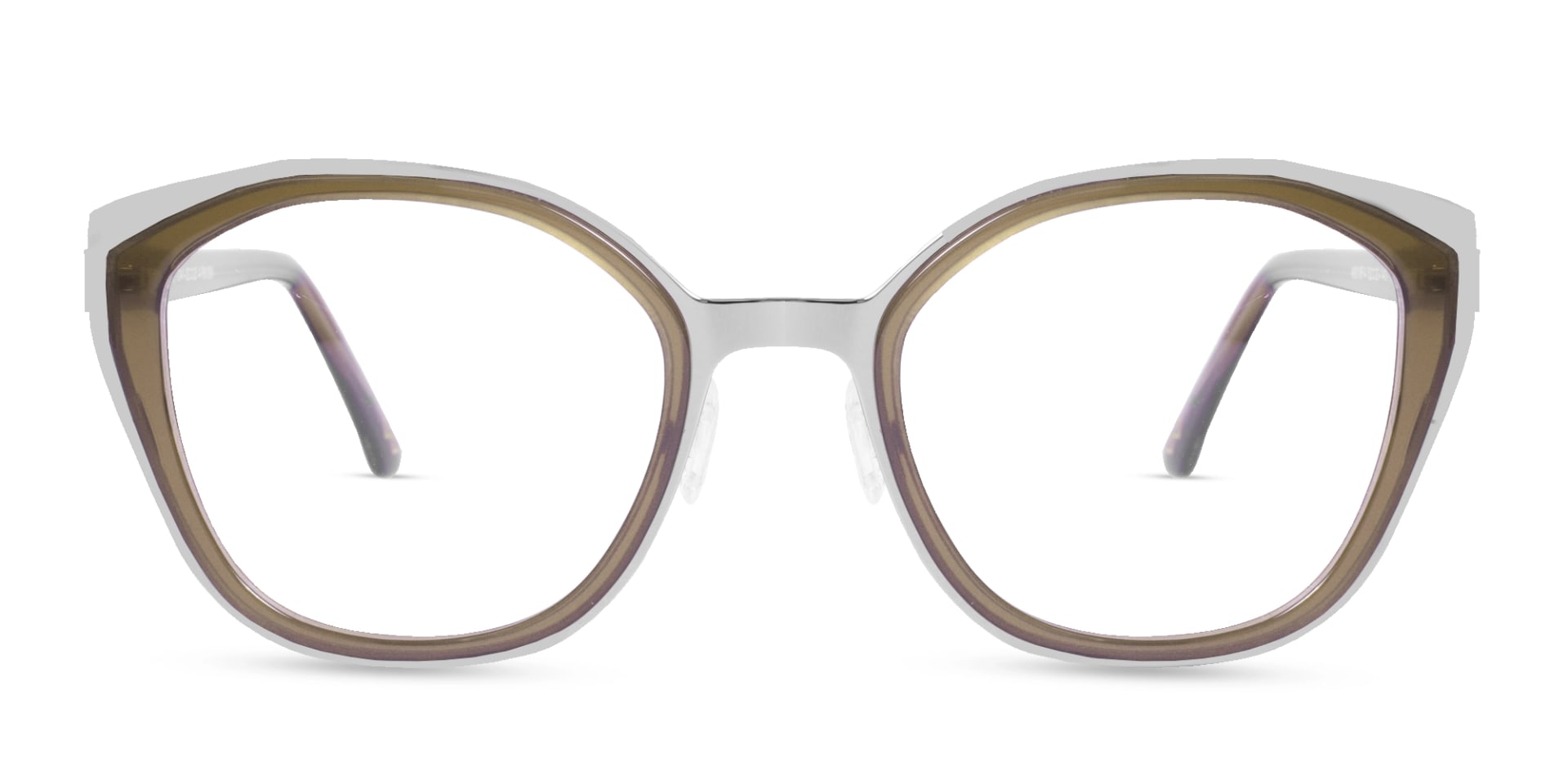 Silver & Beige Taupe Cat-eye Glasses-1