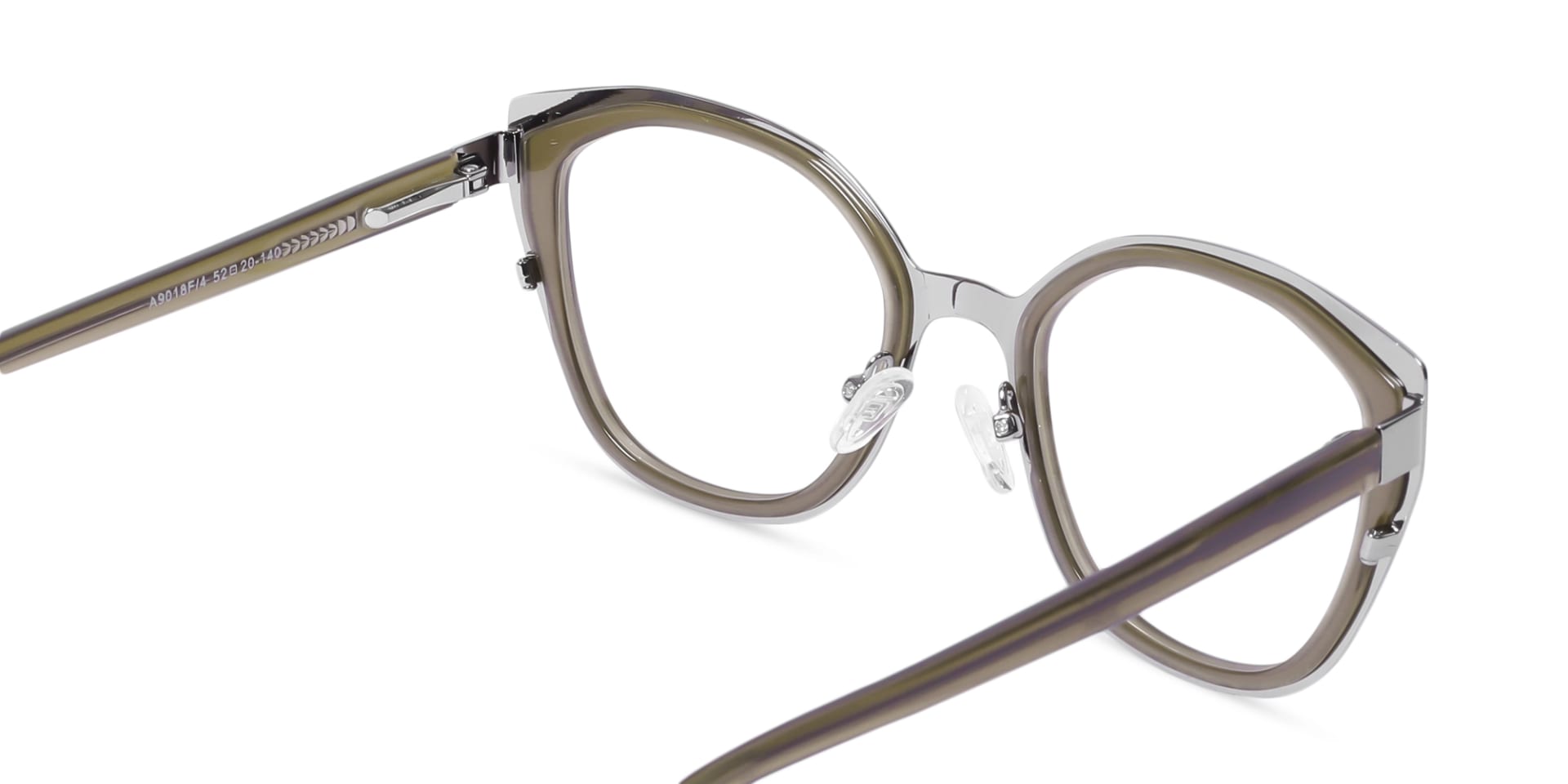 Silver & Beige Taupe Cat-eye Glasses-5