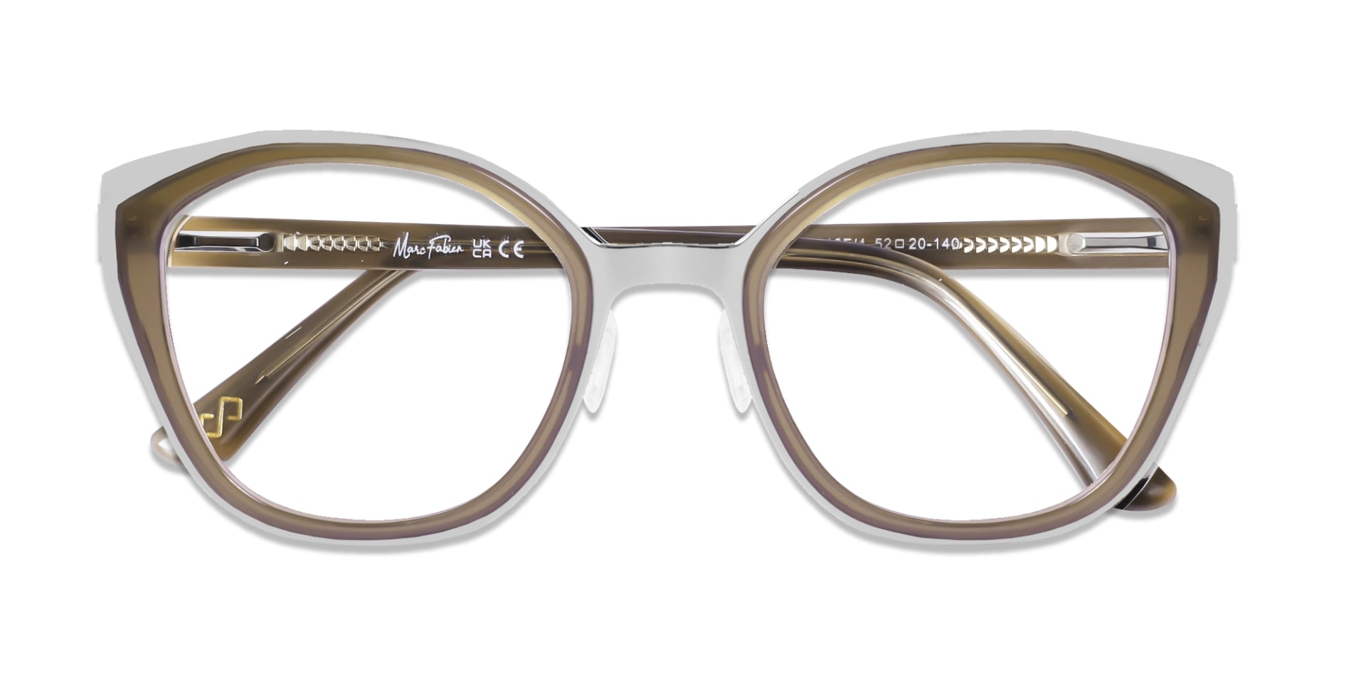 Silver & Beige Taupe Cat-eye Glasses-6