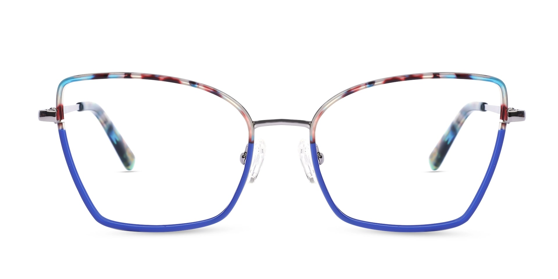 Blue & Marble Cat-Eye Rectangle Glasses-1
