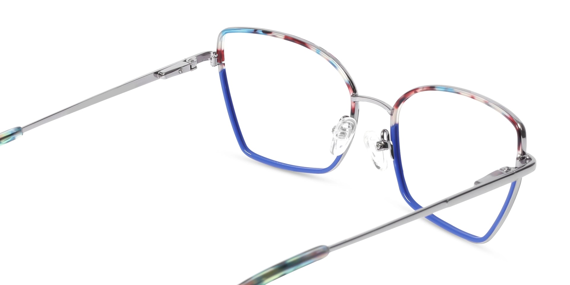 Blue & Marble Cat-Eye Rectangle Glasses-5