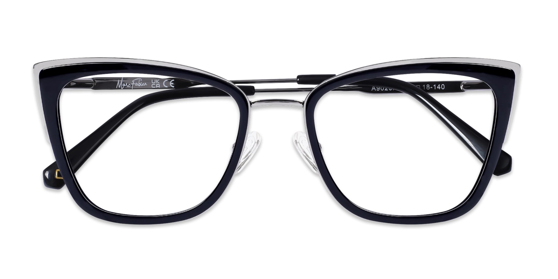 Black & Silver Cat-eye Glasses For Female