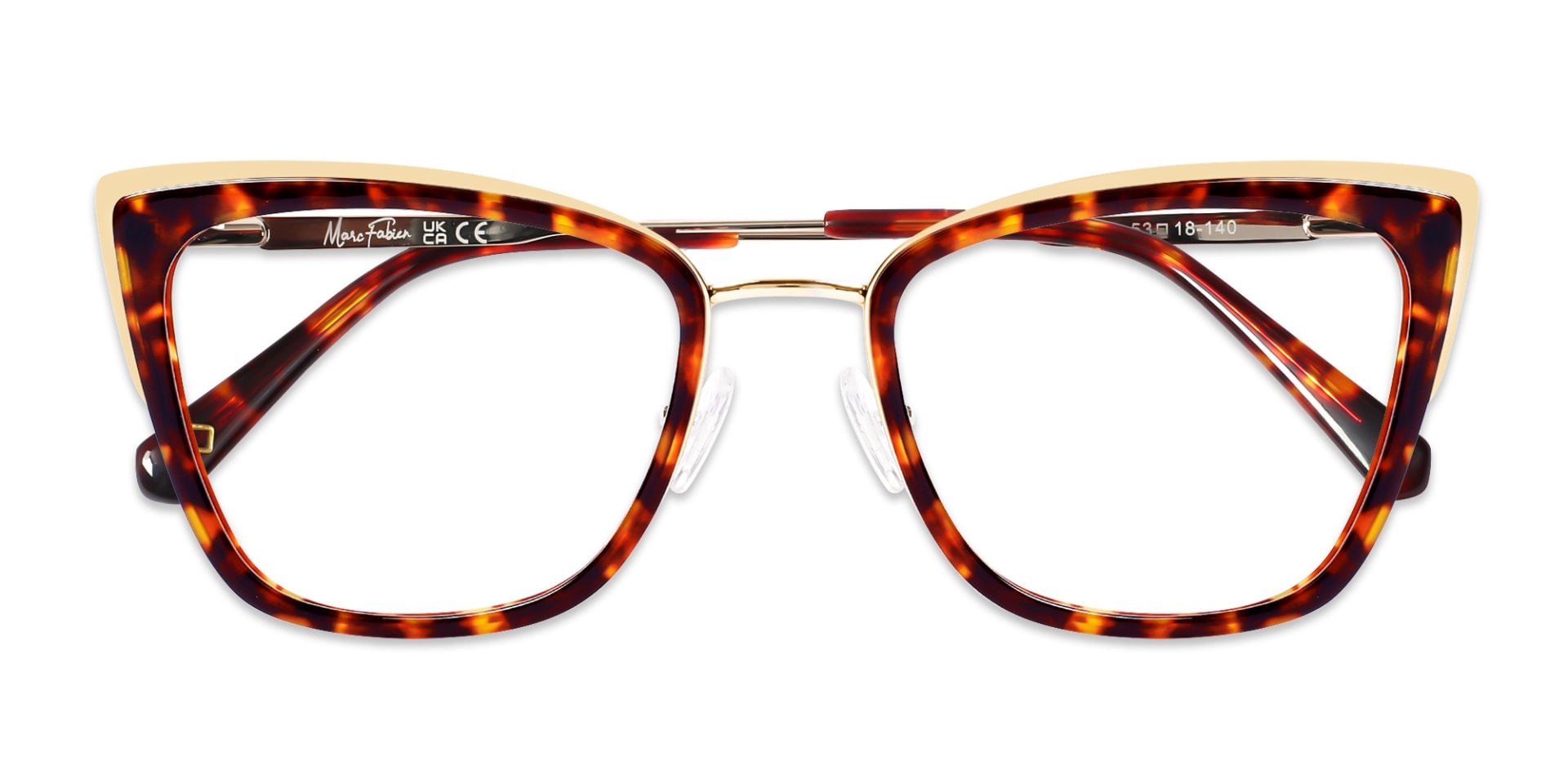 Red & Gold Cat Eye Glasses Frame