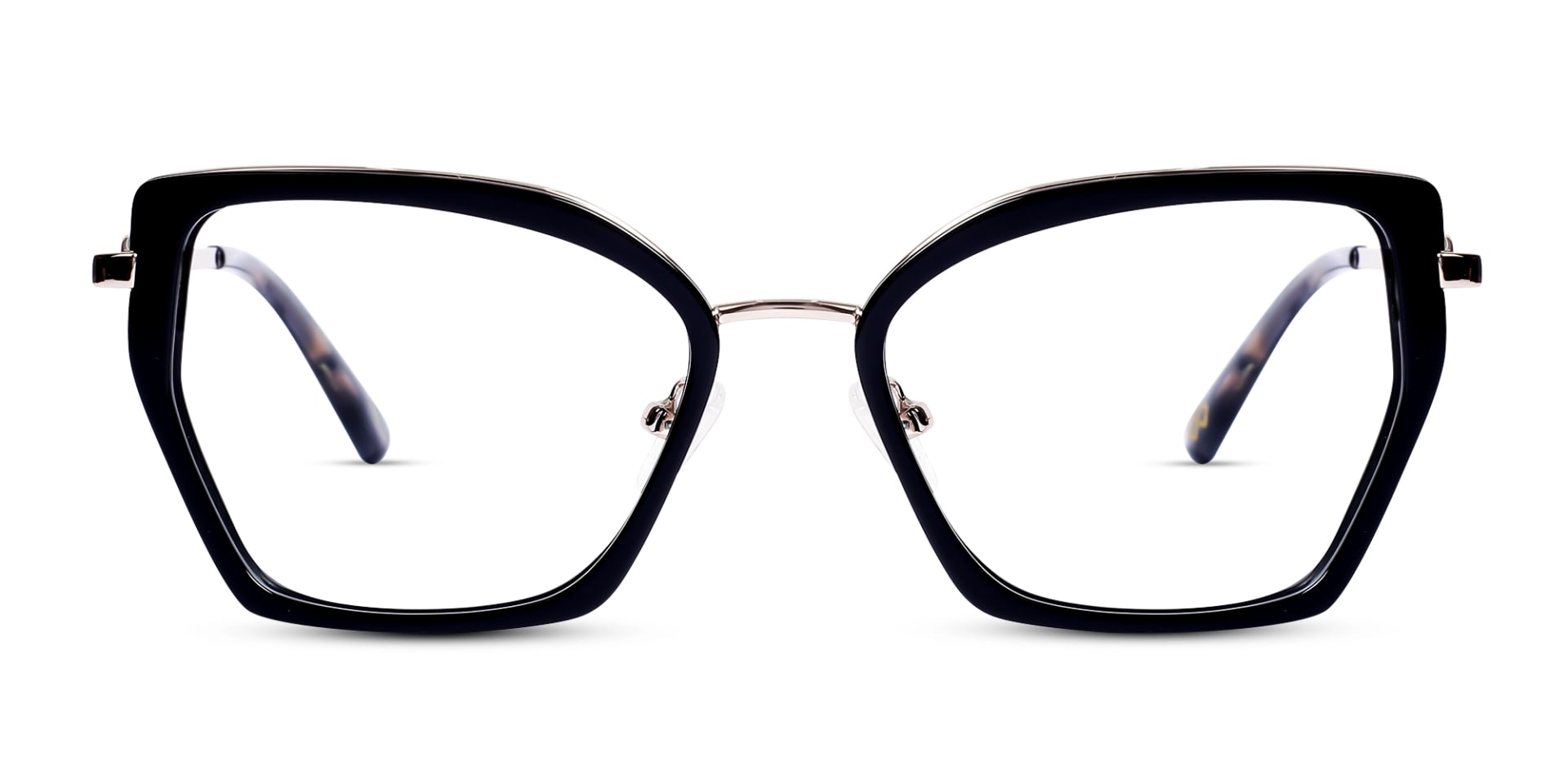 Black & Gold Cateye Geometric Glasses