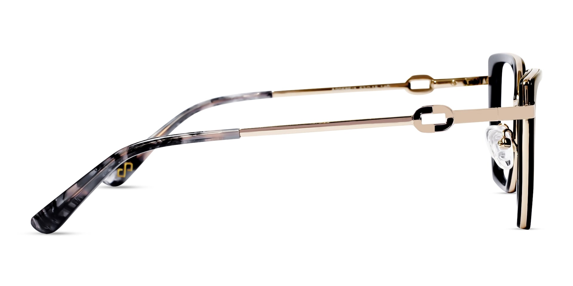 Black & Gold Cateye Geometric Glasses