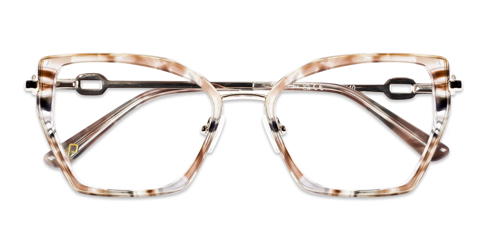 Rose Crystal & Champagne Gold Cat Eye Glasses