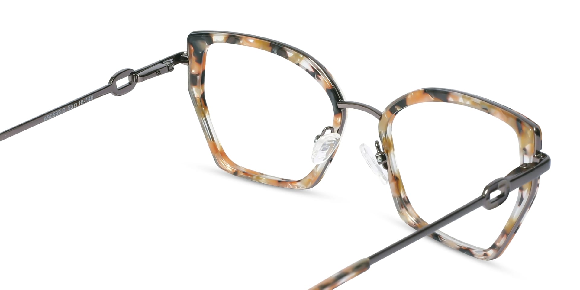 Golden Maple Marble Cat-Eye Geometric Glasses