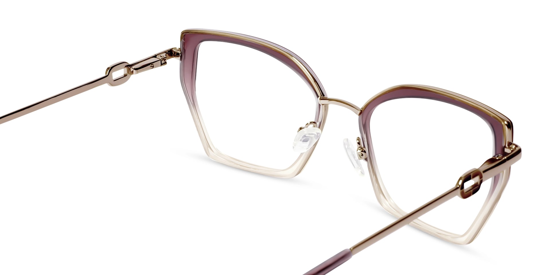 Crystal Plum Ombre Cat-Eye Geometric Glasses