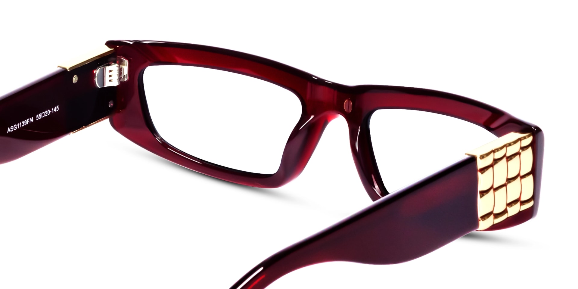 Cherry Red & Gold Thick Rectangle Glasses