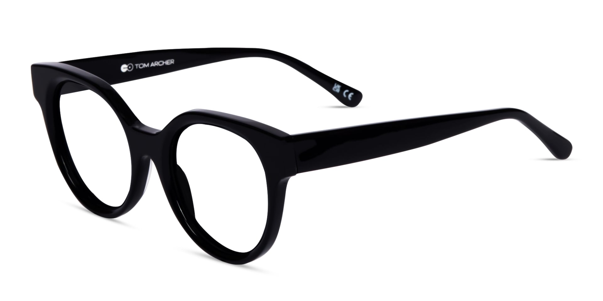Black Round Acetate Full-Rim Glasses