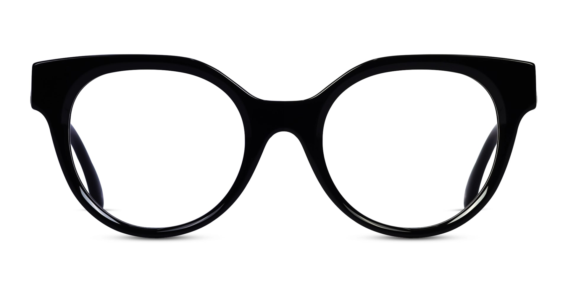 Black Round Acetate Full-Rim Glasses