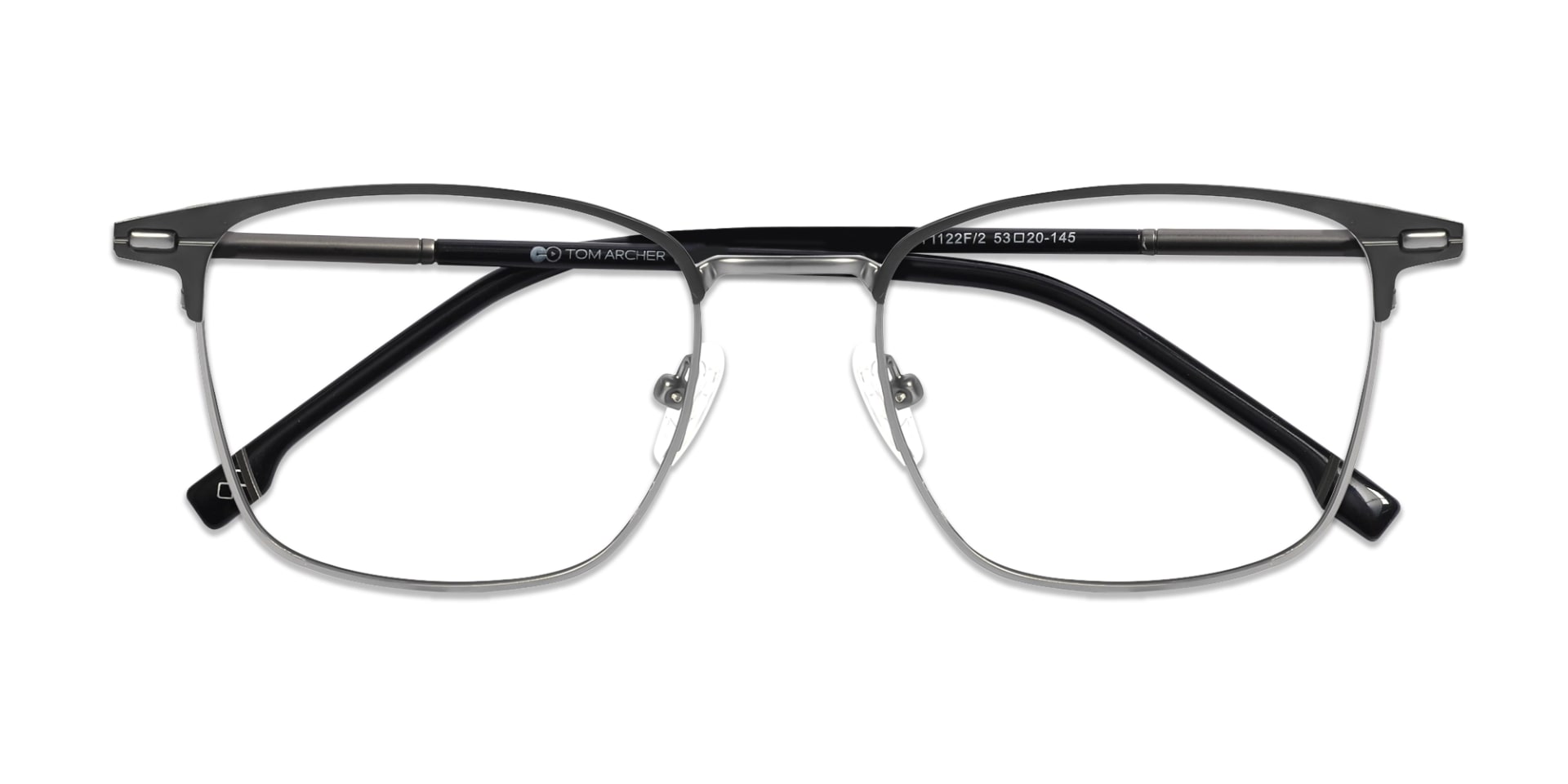 Matte Black & Gunmetal Square Glasses-6