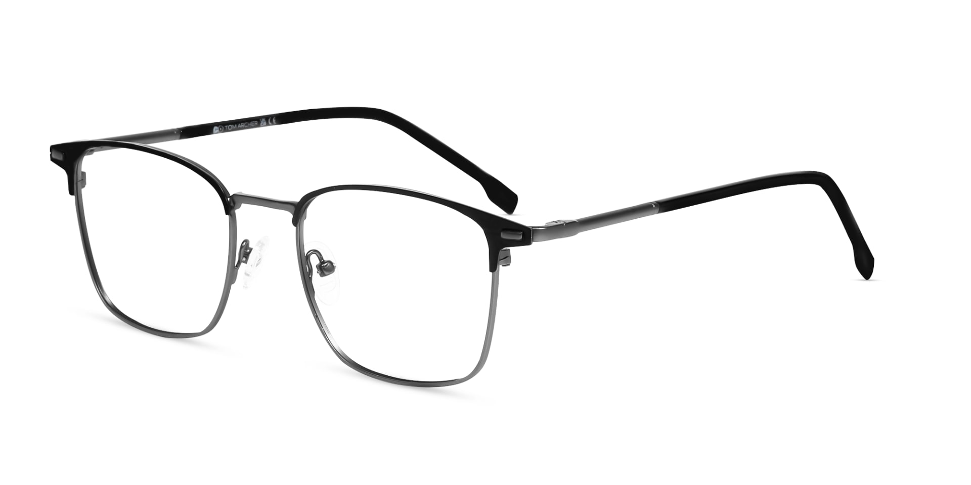 Matte Black & Gunmetal Square Glasses-3