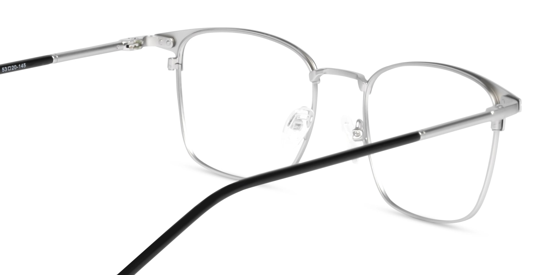 Matte Black & Silver Square Glasses-5