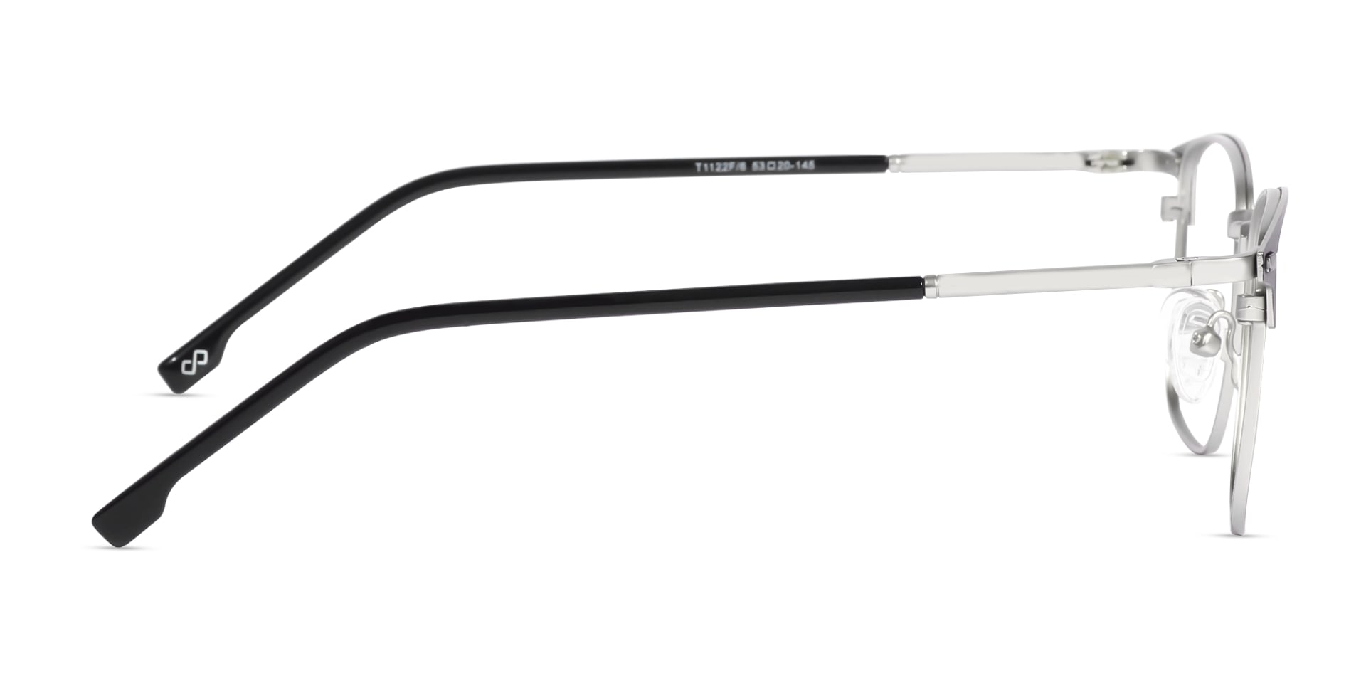 Matte Black & Silver Square Glasses-4