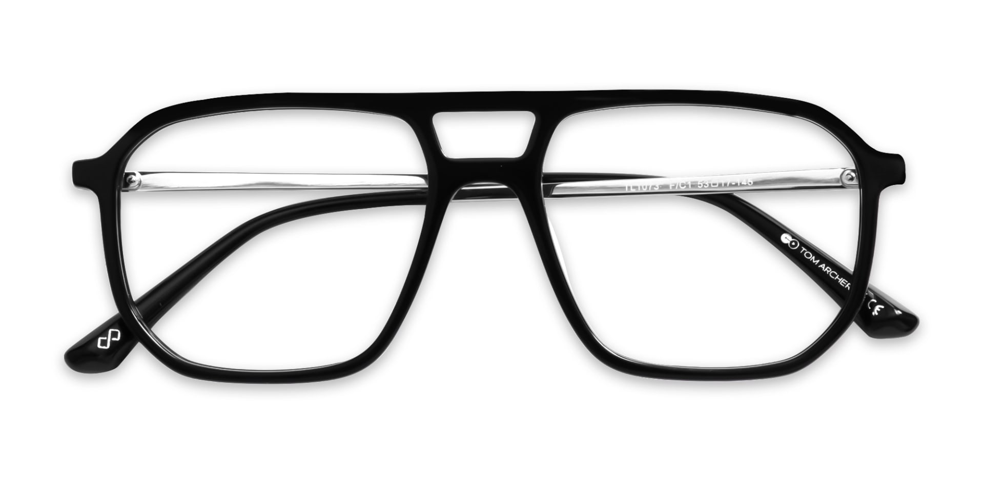 Black Acetate Double Bridge Pilot Glasses-6