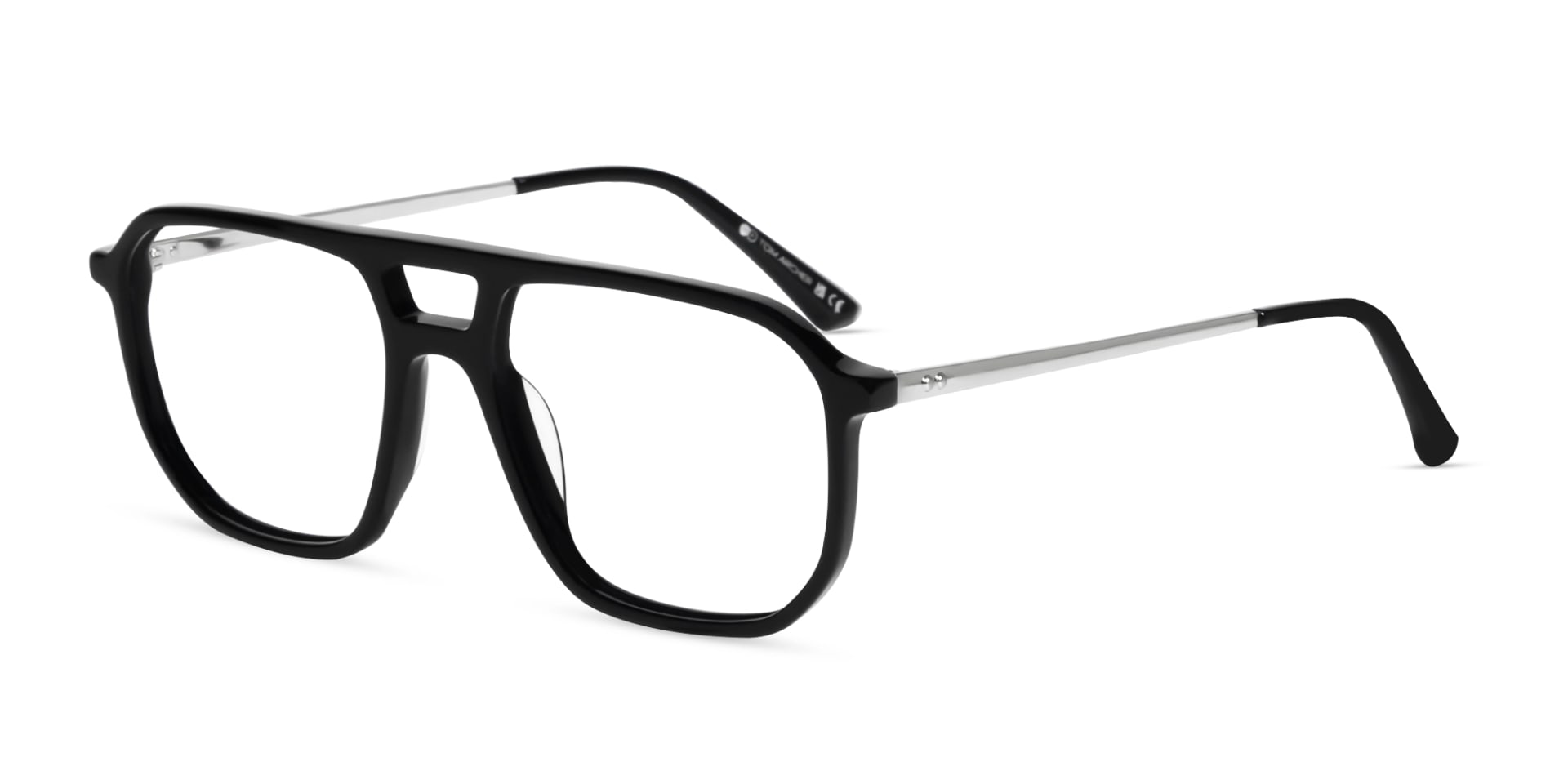 Black Acetate Double Bridge Pilot Glasses-3