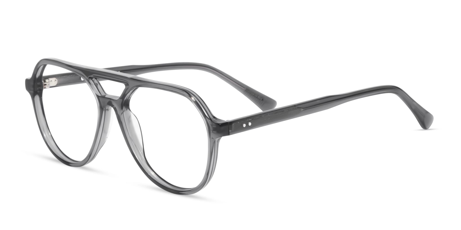 Crystal Grey Pilot Double Bridge Glasses-3