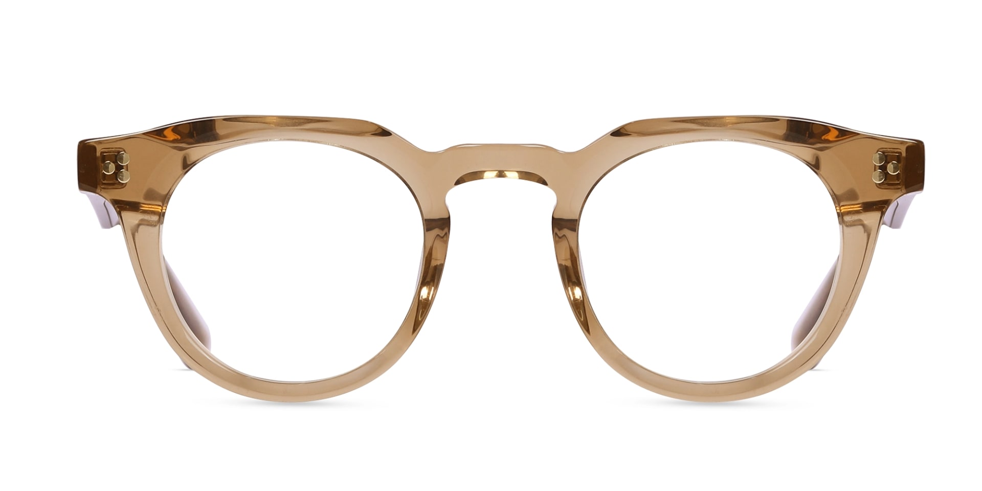 Crystal Taupe Brown Round Cat-eye Glasses-1