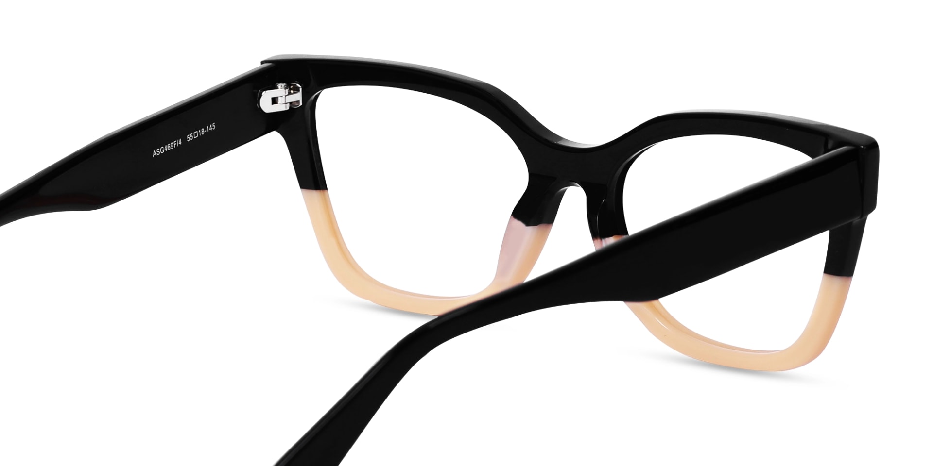 Black & Beige Acetate Square Glasses-5