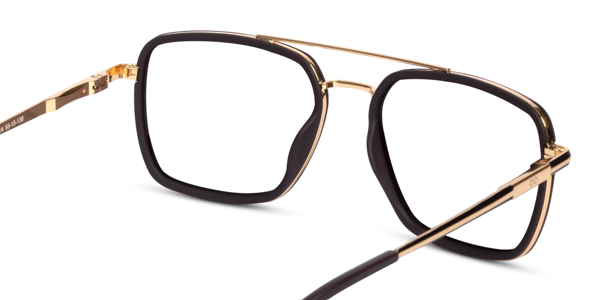 Matte Brown & Gold Square Pilot Glasses