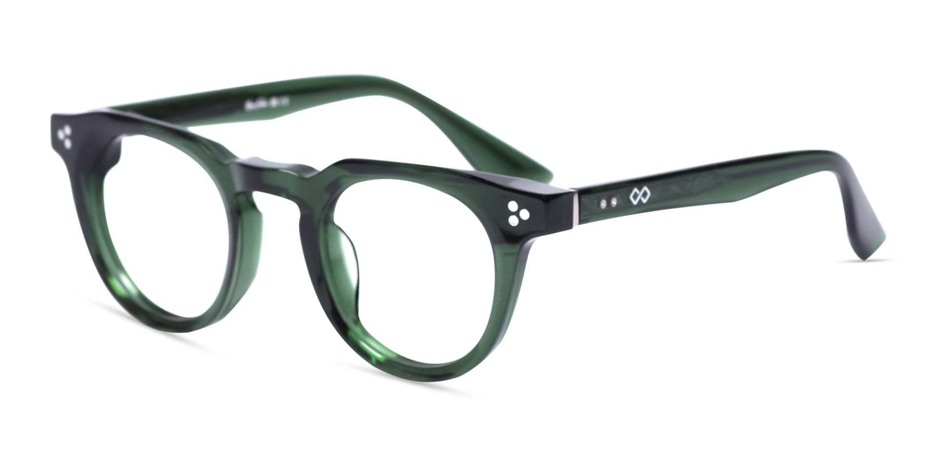 Crystal Hunter Green Round Cat-eye Glasses-3