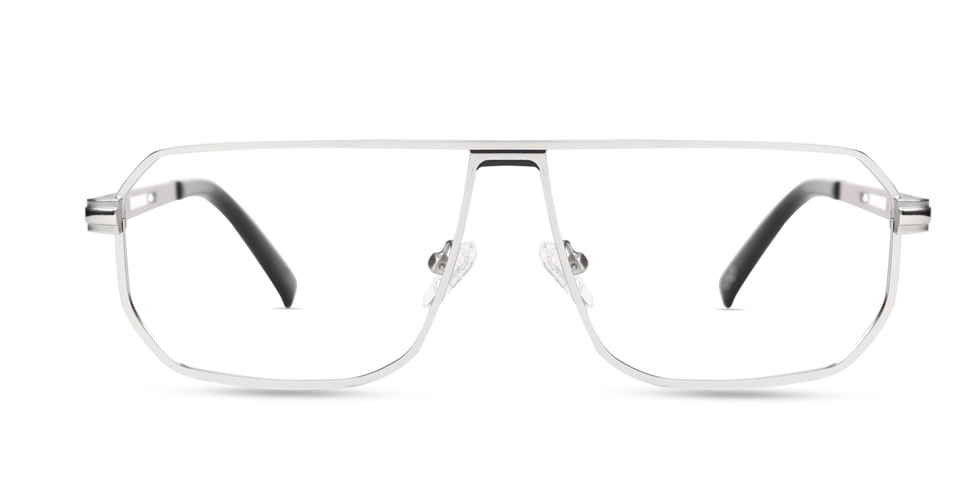 Matte Silver Pilot Rectangle Glasses-1