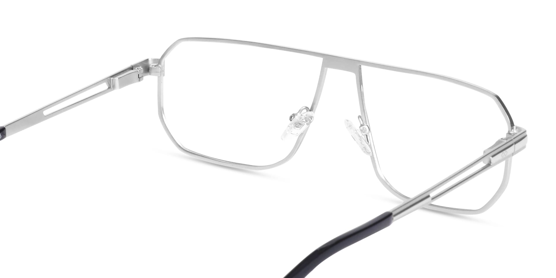 Matte Silver Pilot Rectangle Glasses-5