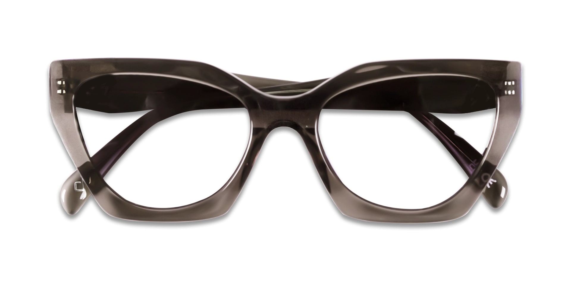 Crystal Mauve Grey Cat-eye Geometric Glasses-6