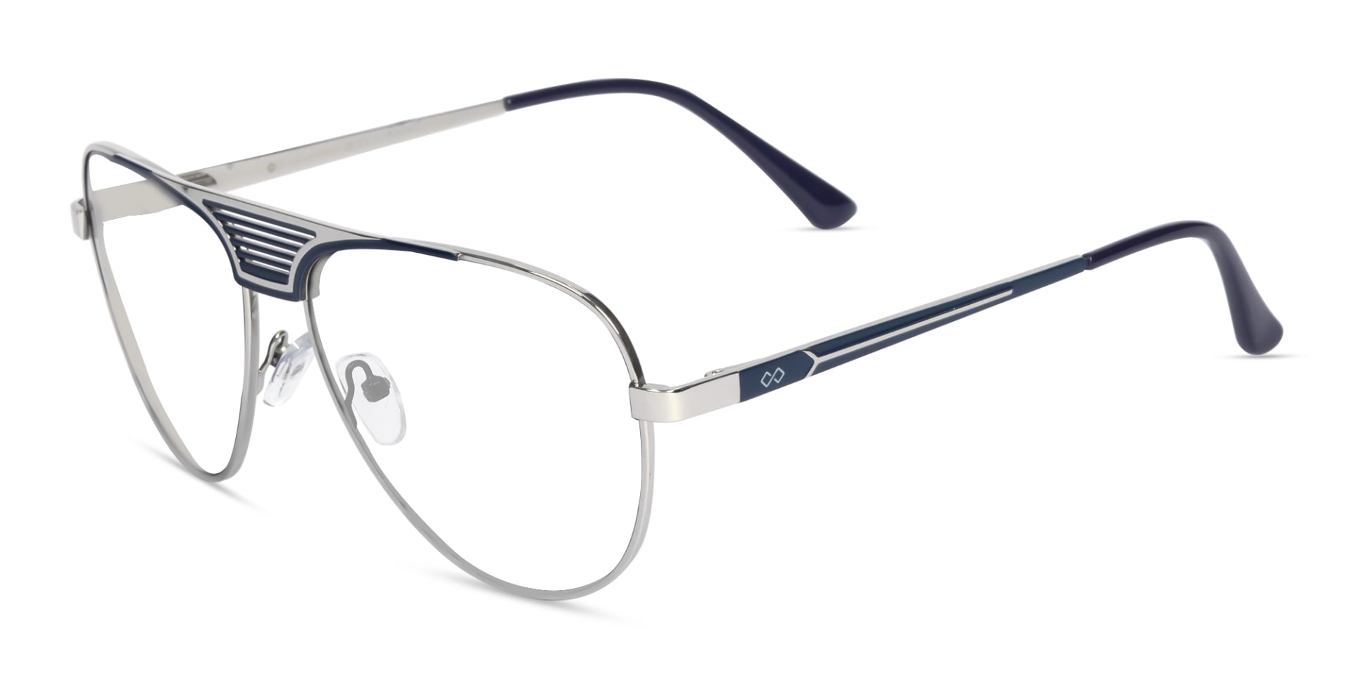 Silver Lightweight Pilot Full-Rim Glasses-3