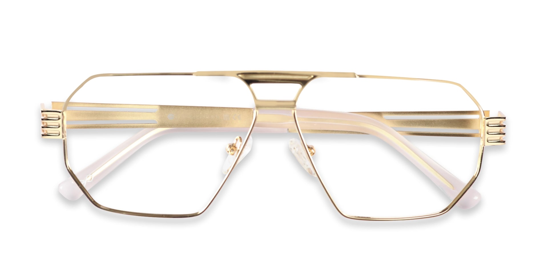 Gold Metal Double Bridge Pilot Glasses-6