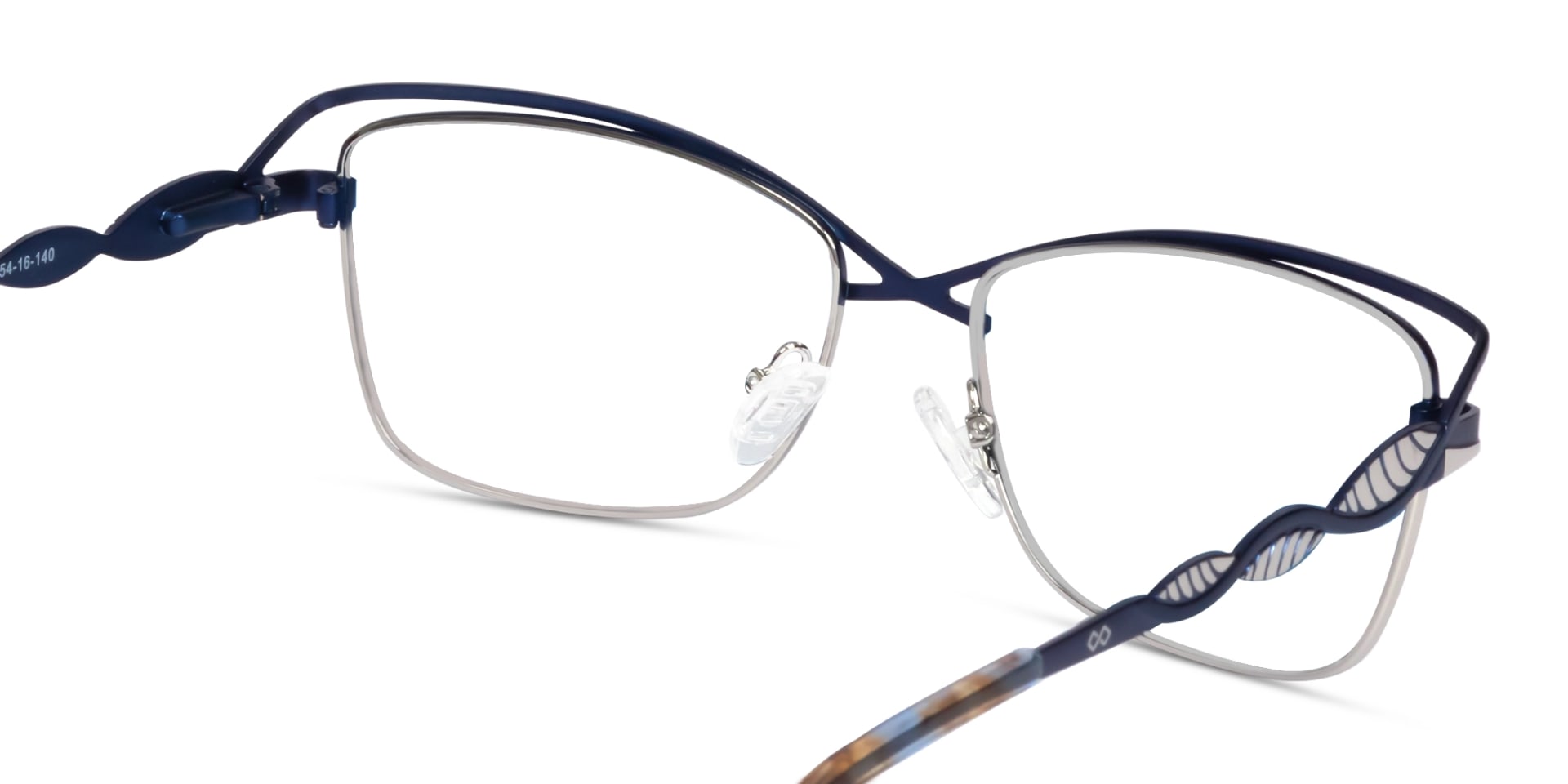 Matte Azure Blue & Silver Cat-eye Glasses-5